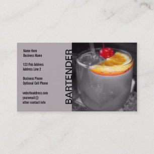 Cocktail Drink Photo Pub Bar Bartender Grey Business Card