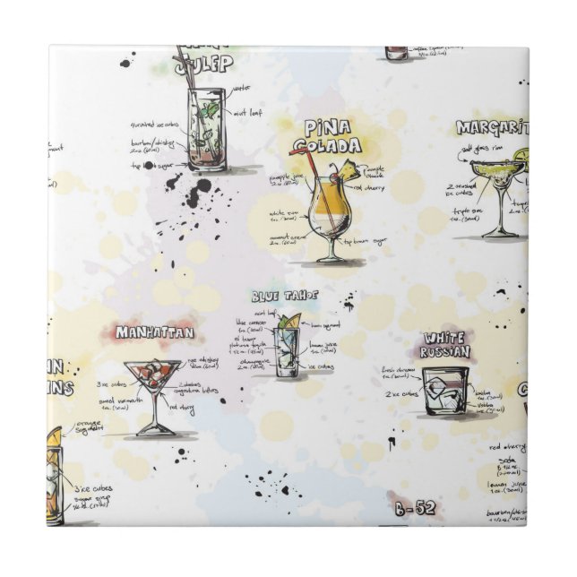 Cocktail Drink Recipe Design Tile (Front)