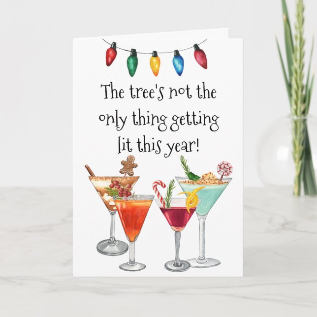 Cocktail Drinking Martini Christmas Holiday  Card (Front)