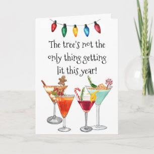 Cocktail Drinking Martini Christmas Holiday  Card