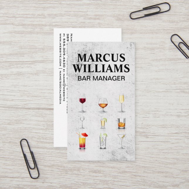 Cocktail Drinks Business Card (Front/Back In Situ)
