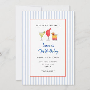 Cocktail drinks Pool party Adult Birthday  Invitation