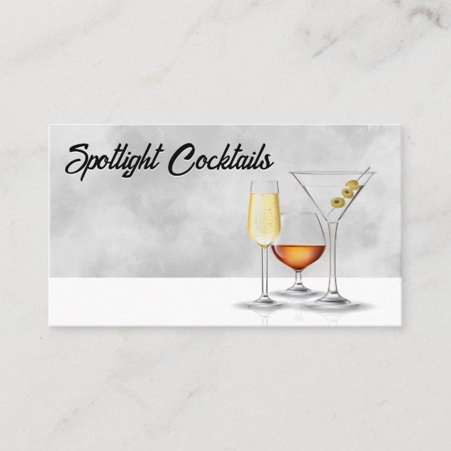 Cocktail Drinks | Restaurant Business Card (Front)