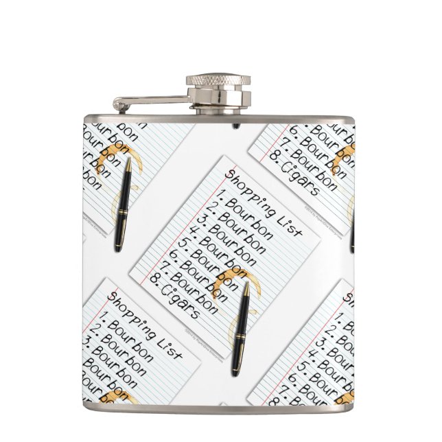 COCKTAIL FLASK - BOURBON SHOPPING LIST (Front)