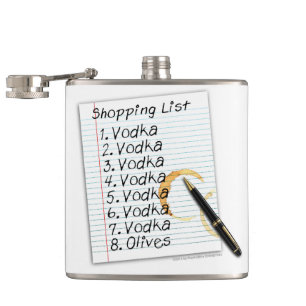 COCKTAIL FLASK, VODKA SHOPPING LSIT HIP FLASK