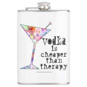 COCKTAIL FLASKS, VODKA IS CHEAPER THAN THERAPY HIP FLASK