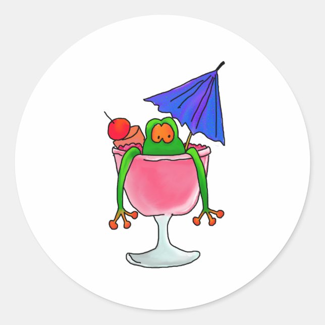 Cocktail Frog Classic Round Sticker (Front)