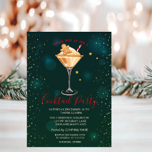 Cocktail Gingerbread Cookie Stars Christmas Invitation