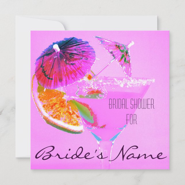 Cocktail glass bridal shower invite (Front)