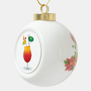 COCKTAIL GLASS CERAMIC BALL CHRISTMAS ORNAMENT