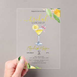 Cocktail Glass Lemon Bridal Luncheon Acrylic Invitations