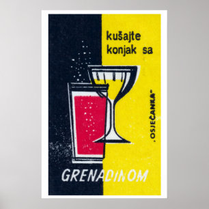 Cocktail Glass Matchbox Art Print, Croatian Poster