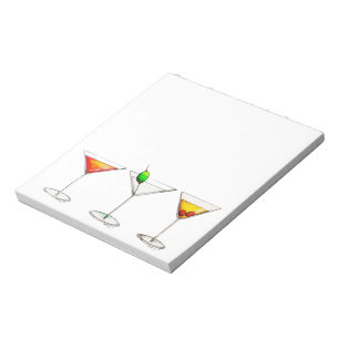 Cocktail Glass Mixed Drink Martini Cosmo Manhattan Notepad