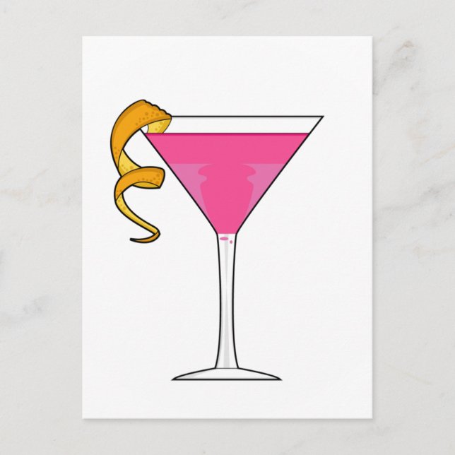 Cocktail Glass & Orange Twist Postcard (Front)