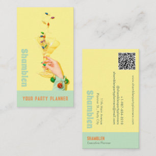 Cocktail Glass Party Planner Business Card