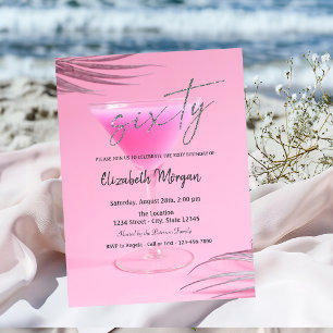 Cocktail Glass Pink 60th Birthday   Invitation