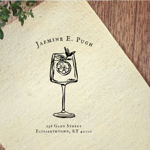Cocktail Glass Return Address Rubber Stamp