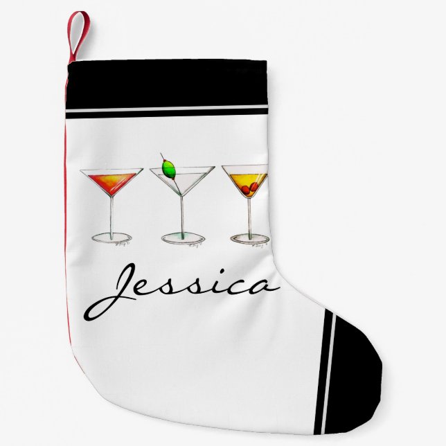 Cocktail Glasses Mixed Bar Drinks Martini Cosmo Small Christmas Stocking (Front)