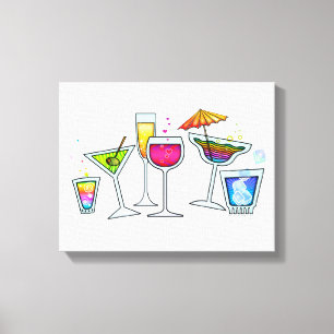 COCKTAIL GLASSES Stretched CANVAS PRINTS
