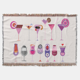 Cocktail Glasses   Throw Blanket