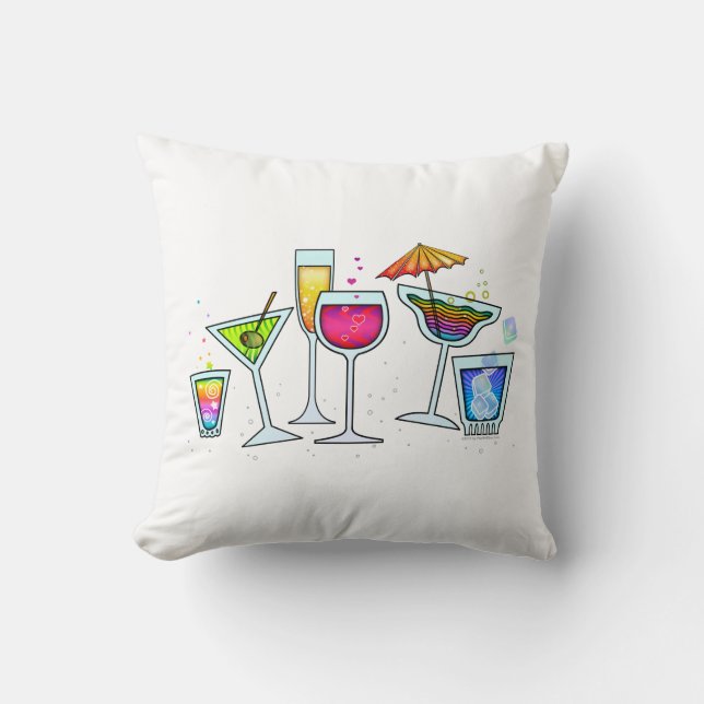 COCKTAIL GLASSES THROW or LUMBAR PILLOW (Front)