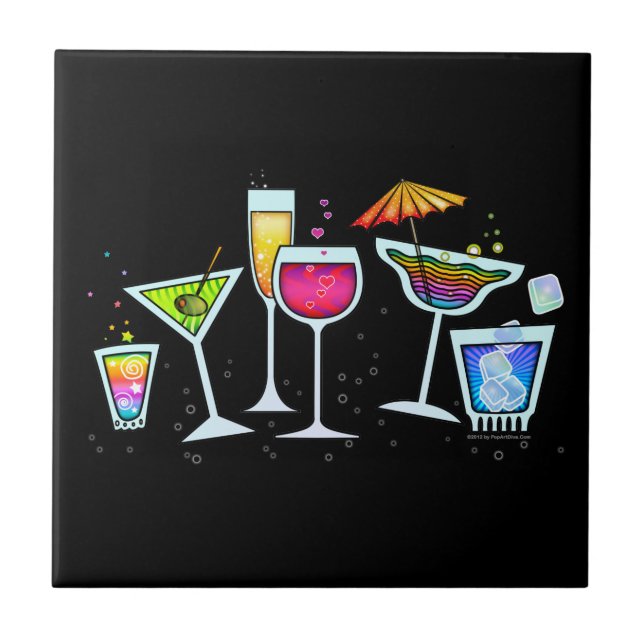 COCKTAIL GLASSES TILE - COASTER - TRIVET (Front)