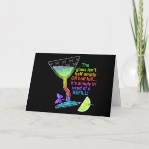COCKTAIL GREETING CARDS - GLASS HALF FULL
