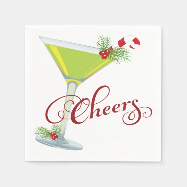 Cocktail Holiday Christmas Party Paper Napkins (Front)