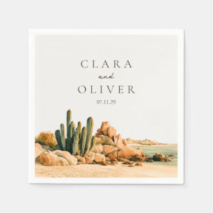Cocktail Hour Cactus Baja Mexico Beach Wedding Napkin