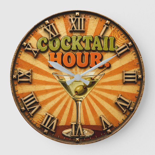 Cocktail Hour Large Clock (Front)