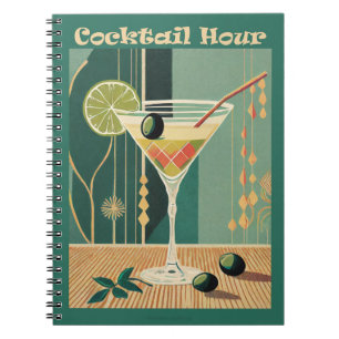 Cocktail Hour Mid Century Modern Martini Notebook