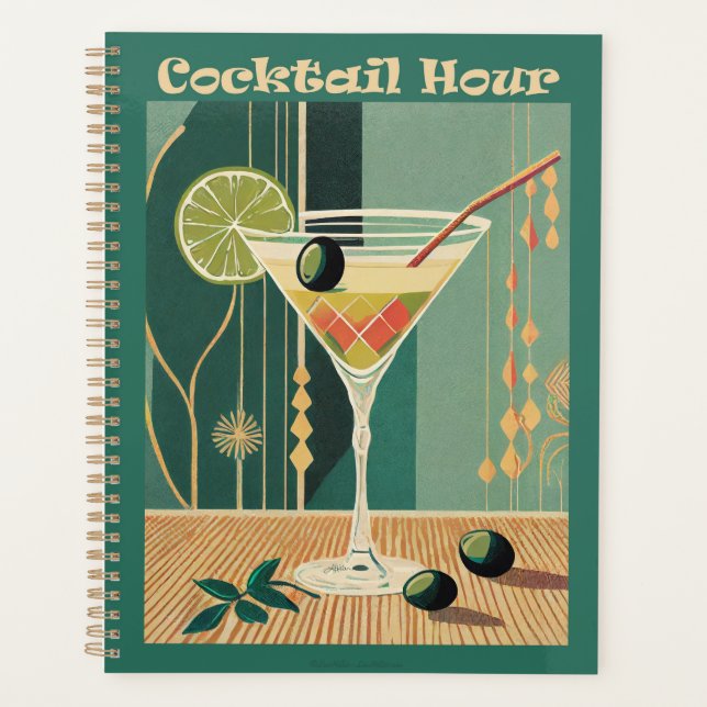 Cocktail Hour Mid Century Modern Martini Planner (Front)
