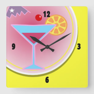 Cocktail Hour Night Time Wall Clock