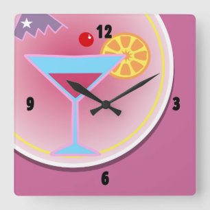 Cocktail Hour Night Time Wall Clock
