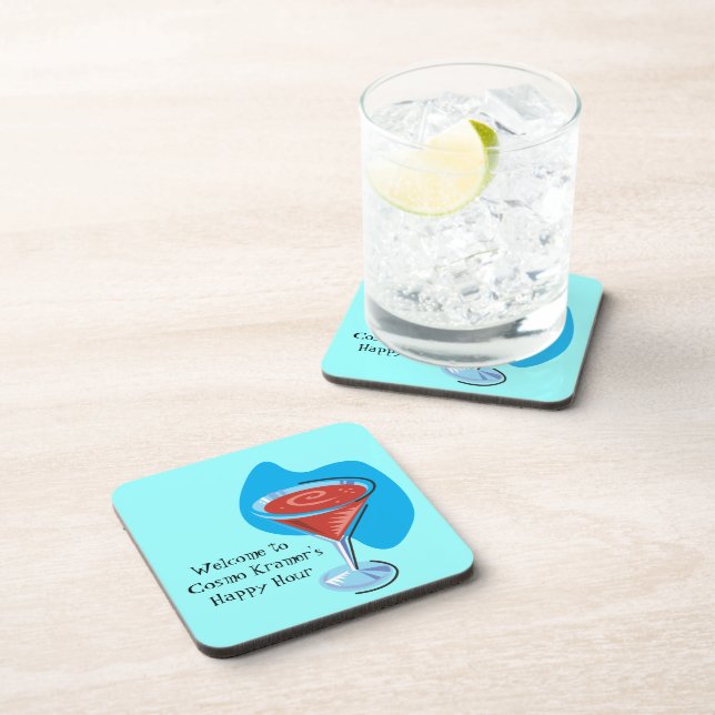 Cocktail Hour_retro-style Cosmo glass personalised Coaster (Right Side)