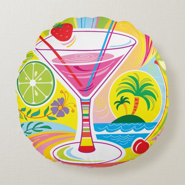 Cocktail Island Round Cushion (Front)