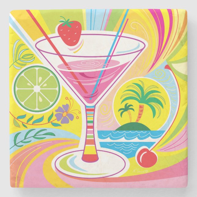 Cocktail Island Stone Coaster (Front)