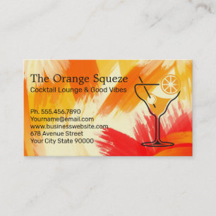 Cocktail Lounge Bar Restaurant Orange Red Business Card
