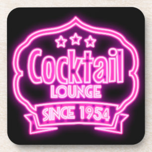 Cocktail lounge retro neon sign coaster