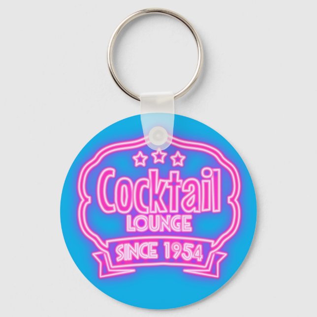 Cocktail lounge vintage neon sign liquor bar key ring (Front)