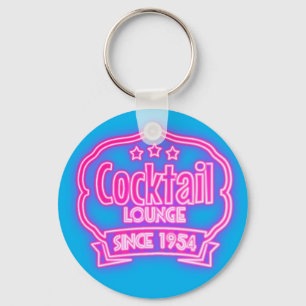 Cocktail lounge vintage neon sign liquor bar key ring