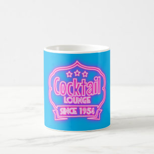 Cocktail lounge vintage neon sign mid century club coffee mug