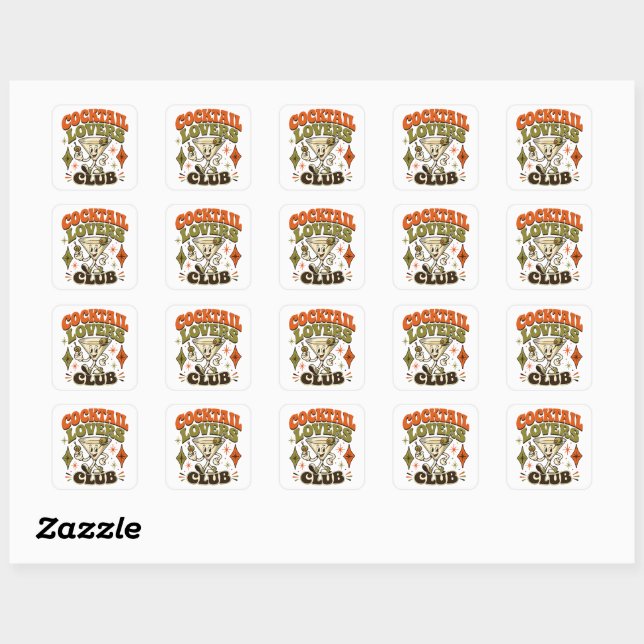 Cocktail Lovers Club Square Sticker (Sheet)
