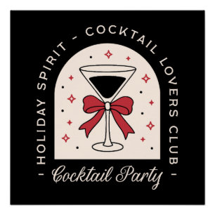 Cocktail lovers party funny holiday spirit poster