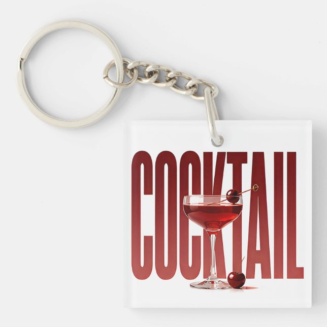 Cocktail Luxury Mixology Editorial Graphic Design Key Ring (Front)