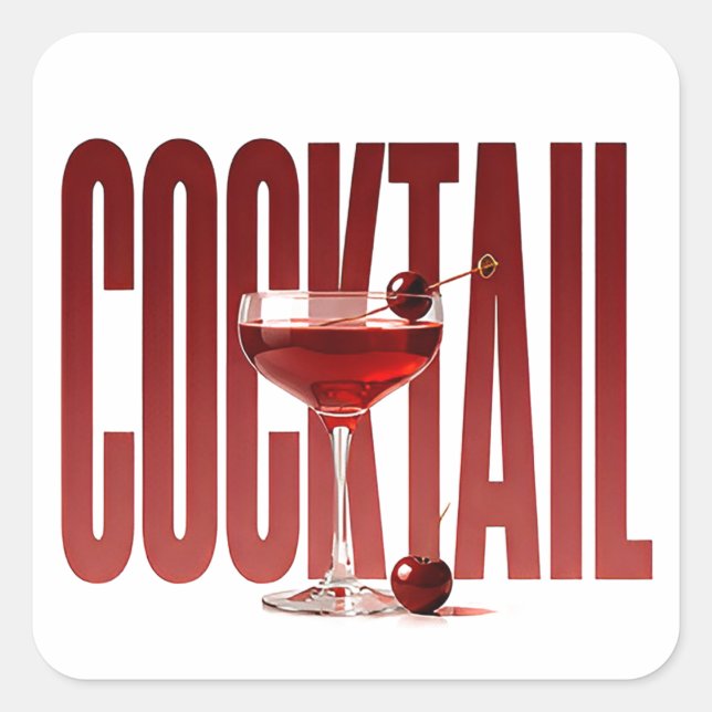 Cocktail Luxury Mixology Editorial Graphic Design Square Sticker (Front)