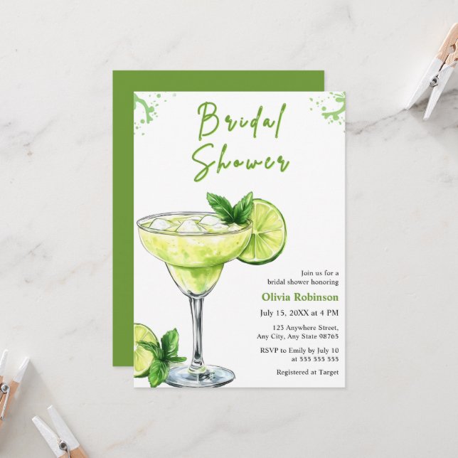 Cocktail Margs & Matrimony Margarita Bridal Shower Invitation (Front/Back In Situ)