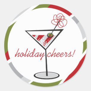 Cocktail Martini Christmas Holiday Party Stickers