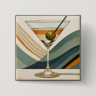 Cocktail Martini Mid Century Design 15 Cm Square Badge