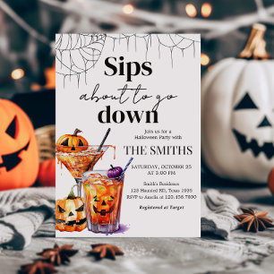 Cocktail Martini Pumpkin Halloween Party Invitation